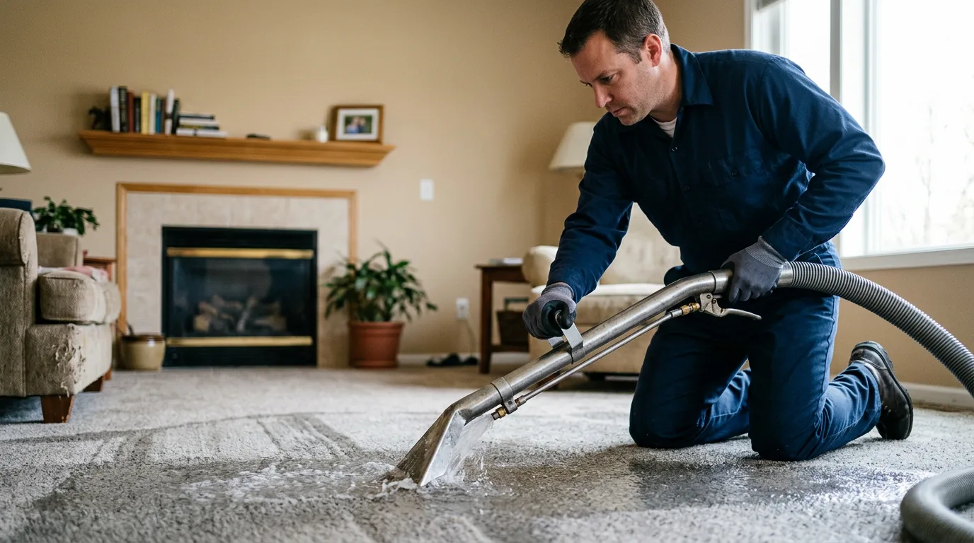 Water damage restoration technician working near Amherst, CO